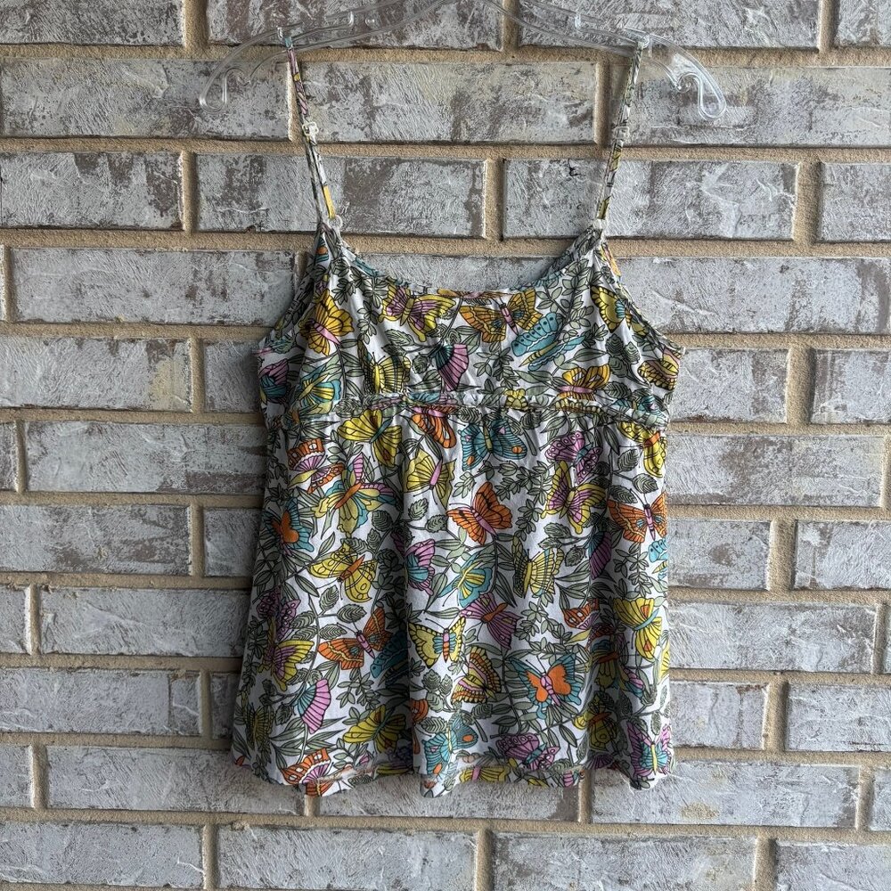 LUCKY Made in Peru Colorful Floral V-Neck 100% Cotton Tank Top Women's Size M - Picture 2 of 7